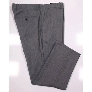 Theory Marlo Gray/Blue Checkered Flat Front Wool Dress Pants Trousers 38x27